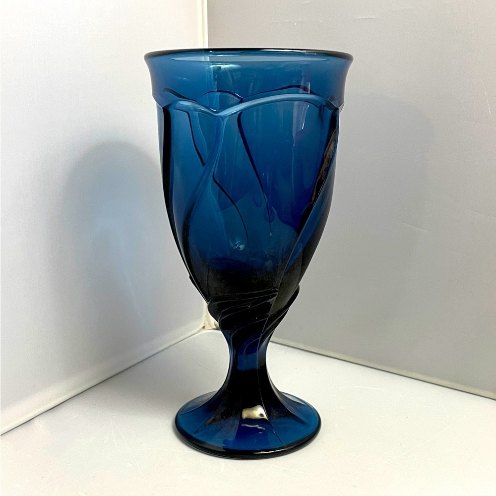 Noritake Sweet Swirl Dark Blue (Midnight) Iced Tea Glass goblet VTG replacement